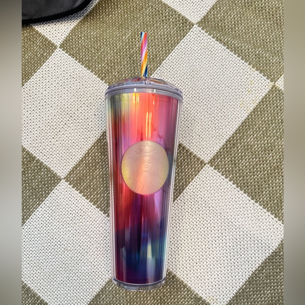 Starbucks Acrylic 2021 Summer Rainbow Kaleidoscope 24oz Venti Tumbler